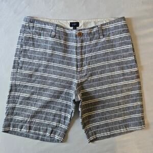 J.Crew Men's Linen Blend Striped Shorts - Grey & White - 32 Waist 9" Inseam